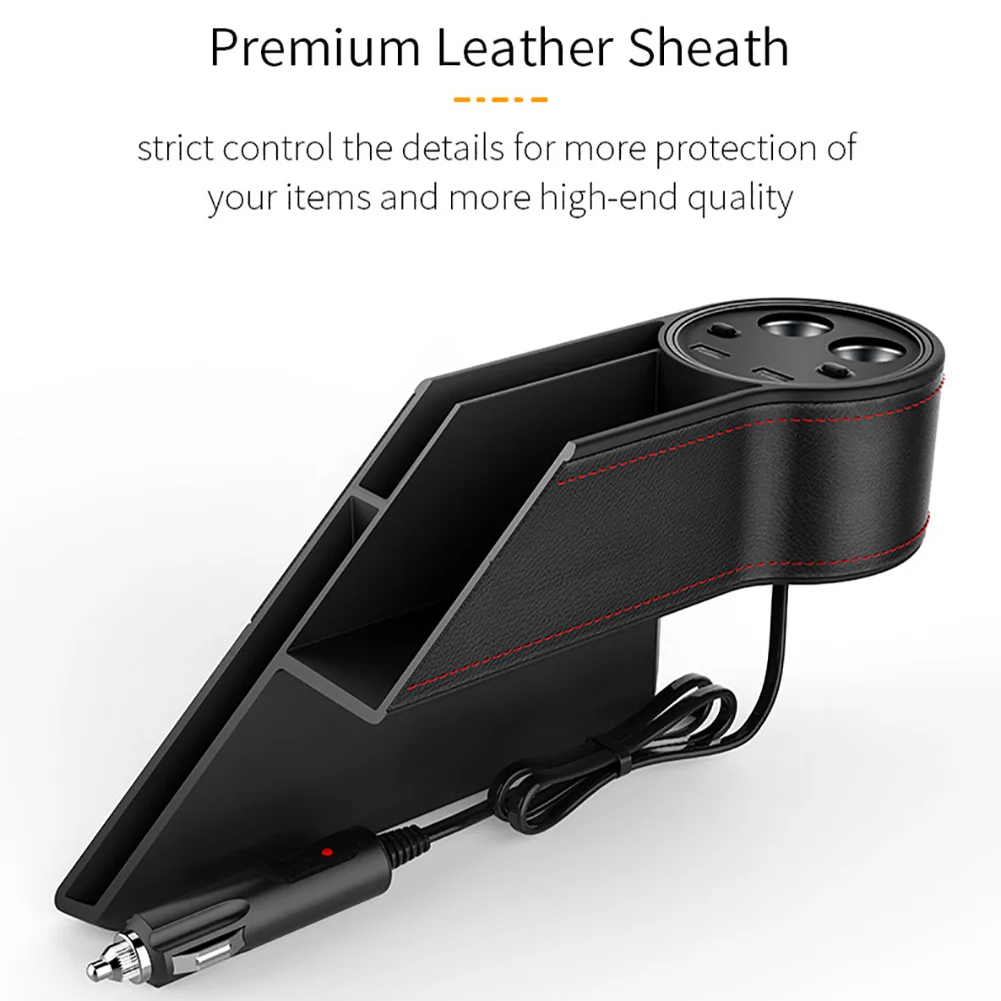 

Interior Car Seat Side Dual USB Port Multifunctional Charger Storage Case Universal Digital Pockets Tidying Accessories Portable