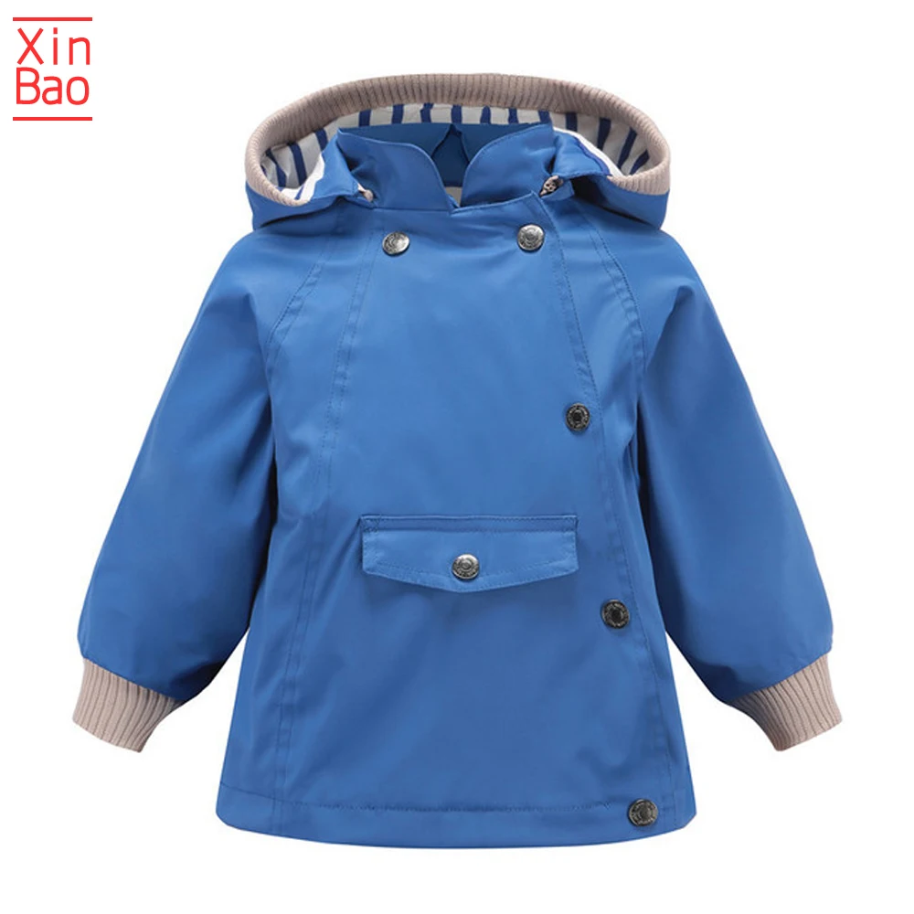 XINBAO/ пальто для маленьких девочек; повседневные куртки; детская ветровка; Верхняя одежда с капюшоном; Детский водонепроницаемый Модный Плащ для маленьких мальчиков - Цвет: blue
