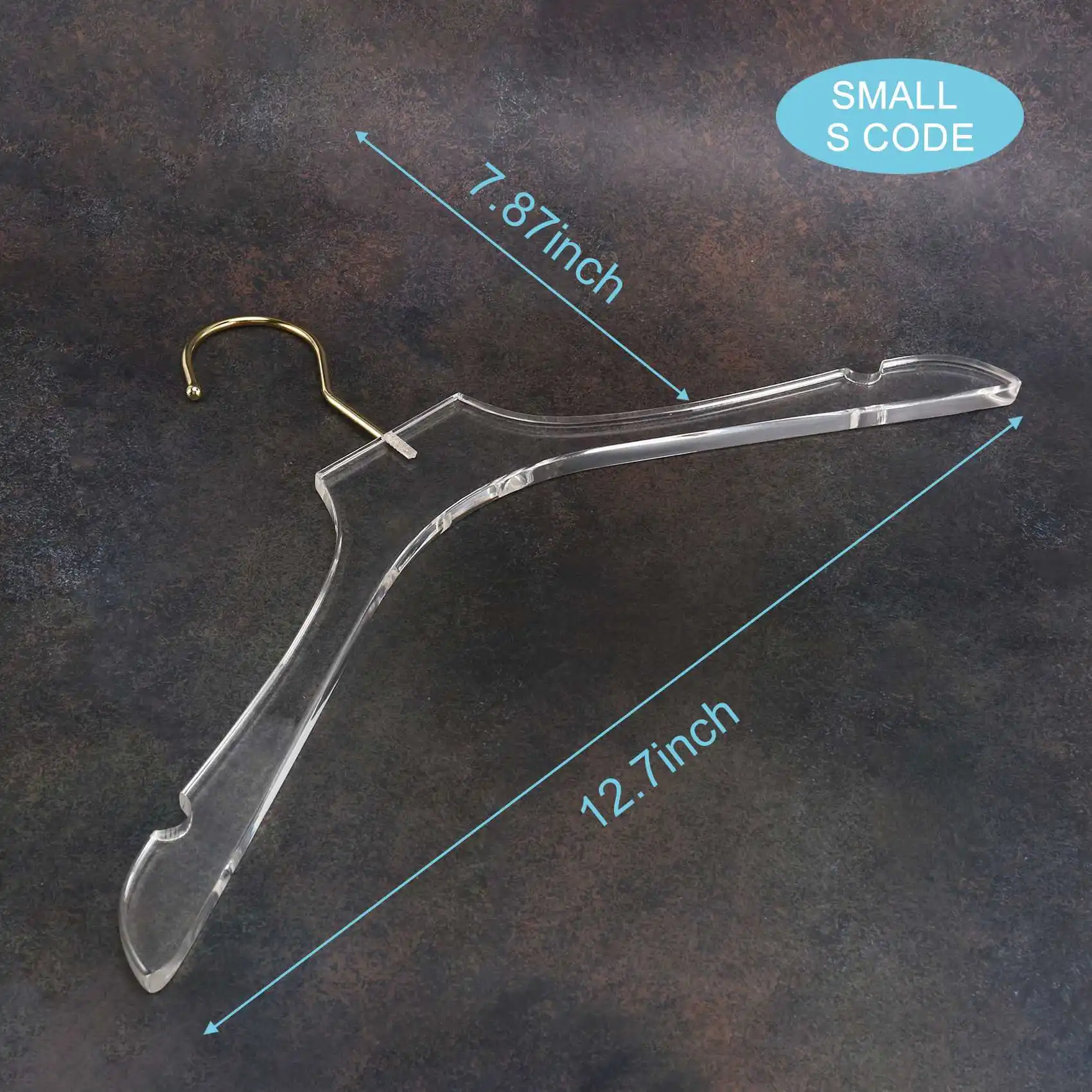5 Pcs Clear Acrylic Clothes Hanger with Gold Hook, Transparent Shirts Dress Hanger with Notches for Lady Kids