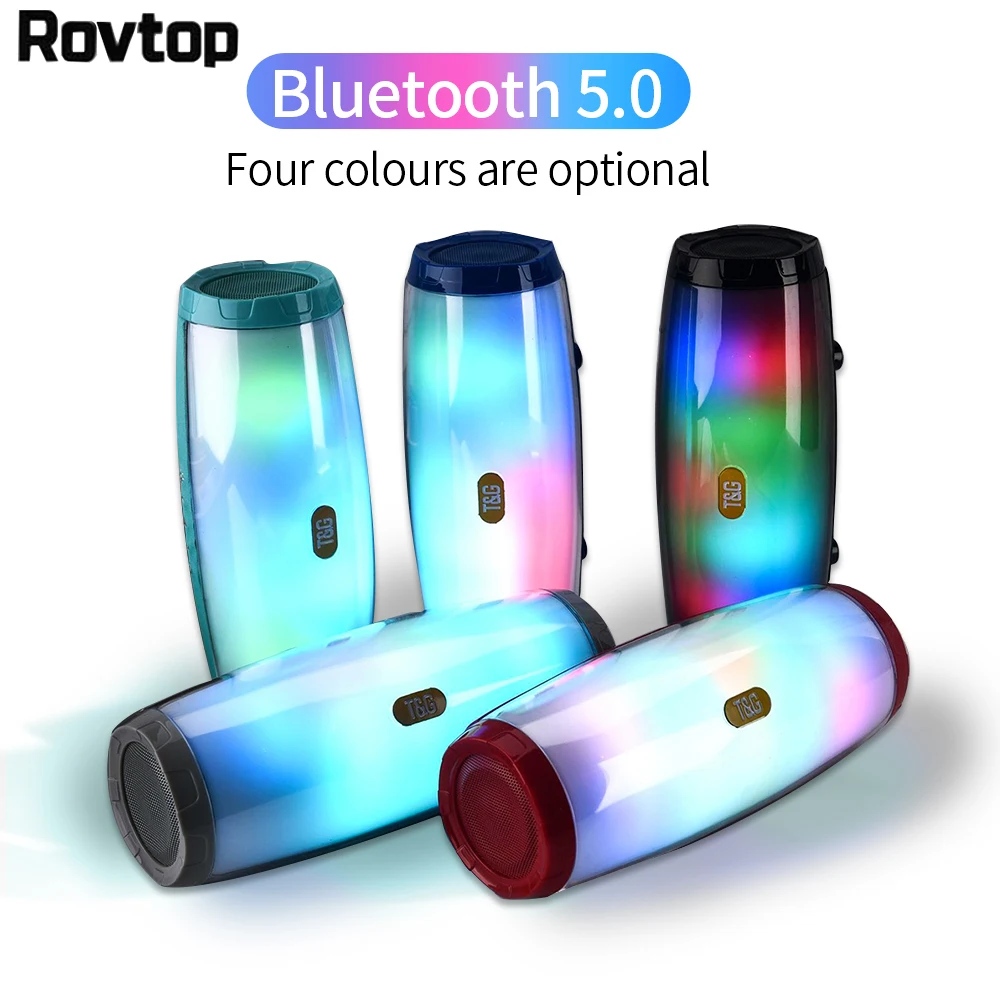 

TG165 Portable Bluetooth Speaker Stereo Leather Column 5 Flash Style LED Subwoofer Wireless Outdoor Music Box FM Radio TF Card