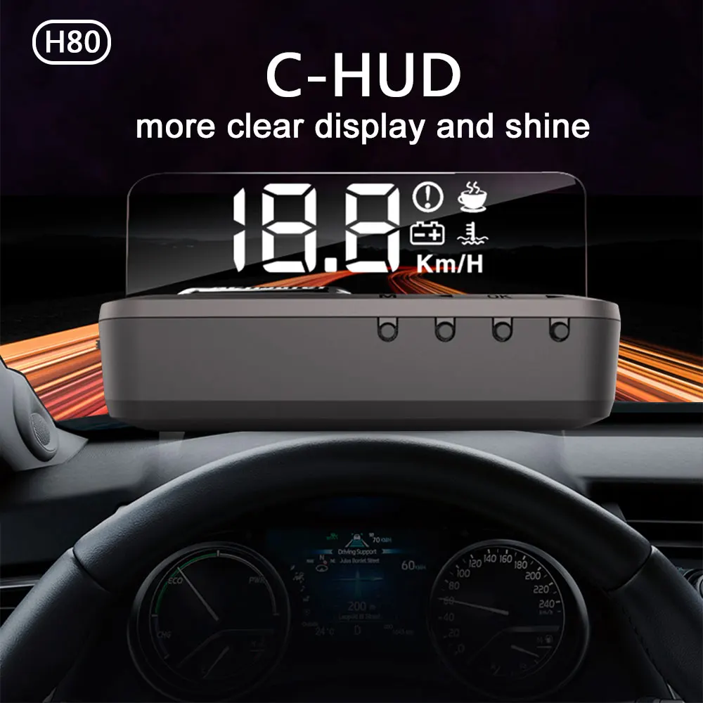 H80 HUD зеркало автомобиля дисплей лобовое стекло скорость проектор охранная