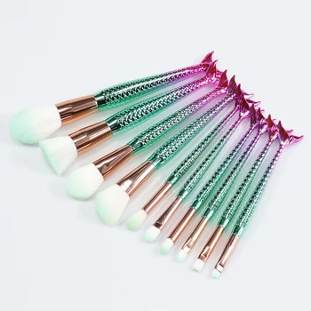 

SinSo 10pcs Mermaid Makeup Brush Set Beauty Makeup Brush Tools Powder Blush Eyeshadow Eyebrow Contour Cosmetics For Make Up Tool