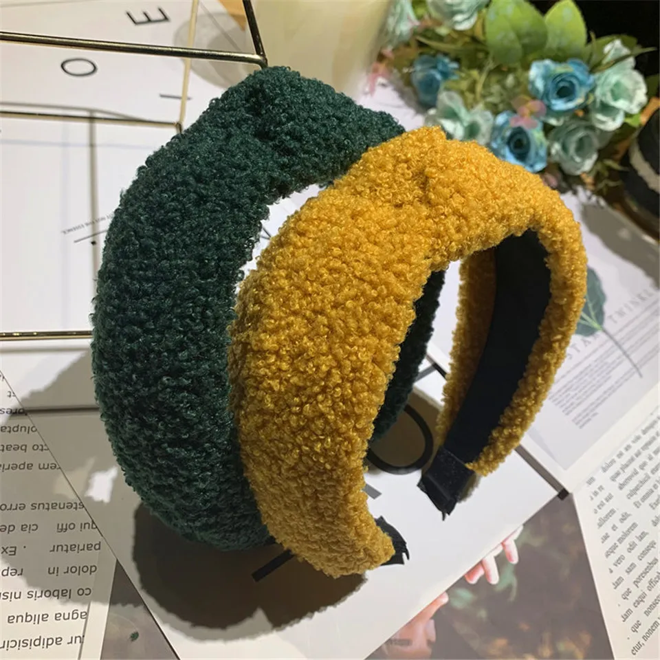 

Teddy Style Thicken Headband Cross Knot Hair Bands For Womens Winter Warm Cashmere Hairband Solid Color Wide Hair Hoop Ornament