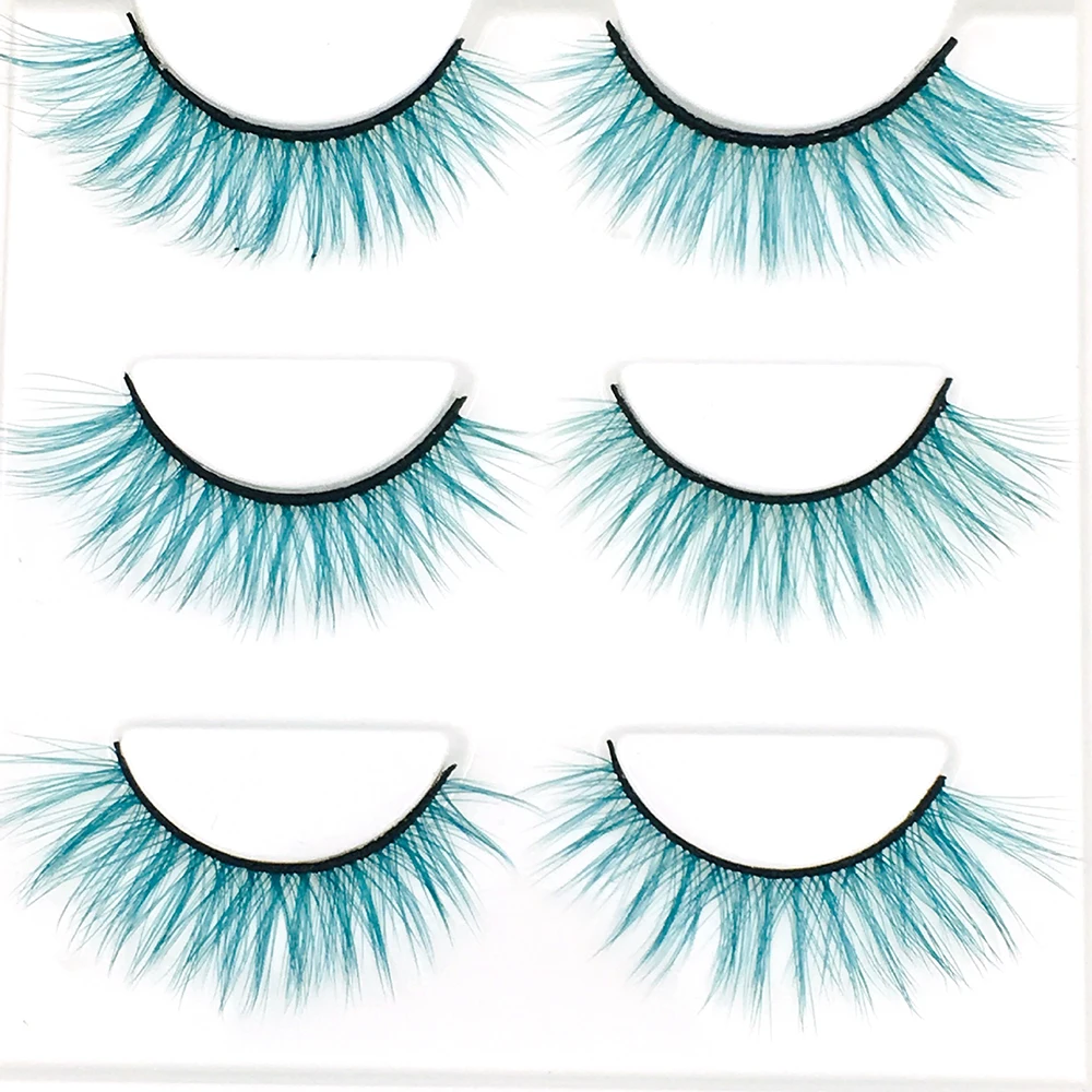 

3D False Mink Eyelashes Blue Purple Brown Long Lasting False Eyelash Soft Crisscross Fake Eyelashes Extension 3Pairs/set 2019