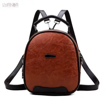 

Leather Backpack Women Fashion Backpacks For Teenage Girls High Quality School Bags Women's Shoulder Bag Brand Vintage Backpack
