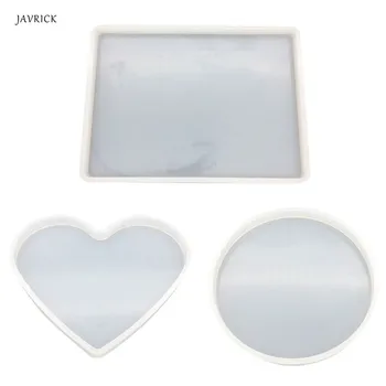 

3 Pcs/set Crystal Epoxy Mould DIY Table Decoration Handmade Heart-shaped Round Square Silicone Mold