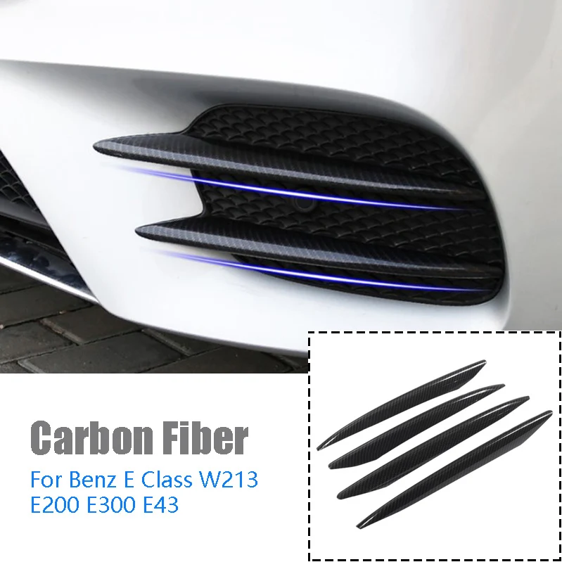 Carbon Fiber Front Bumper Lip Splitter Spoiler Fog Lights Trim Sticker for Mercedes Benz E Class W213 E200 E300 E43 | Автомобили и