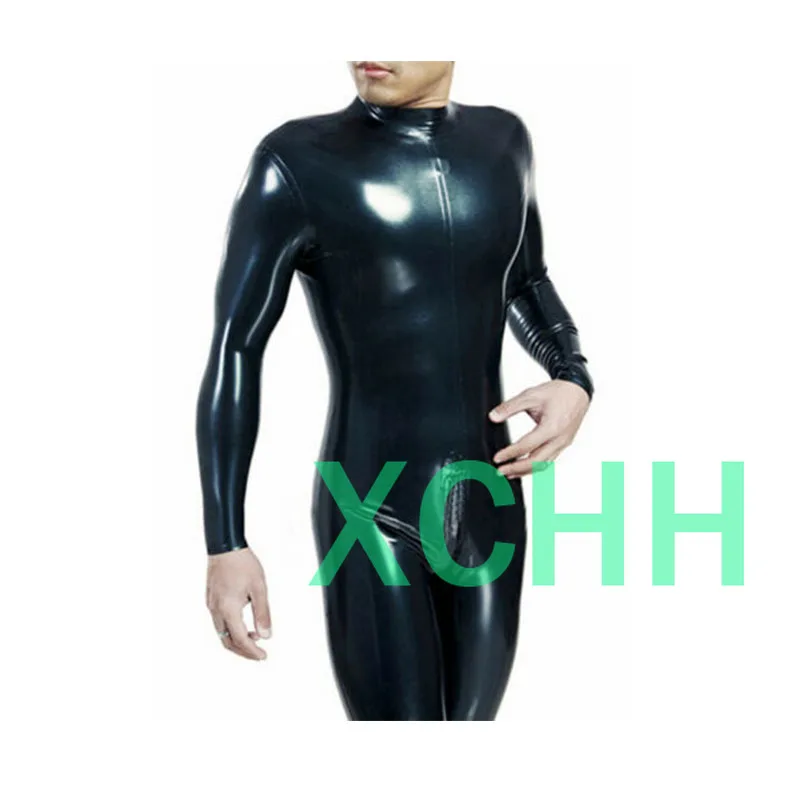 

Latex Catsuit Sexy Exotic Handmade Customize Men Male Zentai Cekc Fetish Rubber Bodysuits with Back &Crotch Zipper (No Socks )