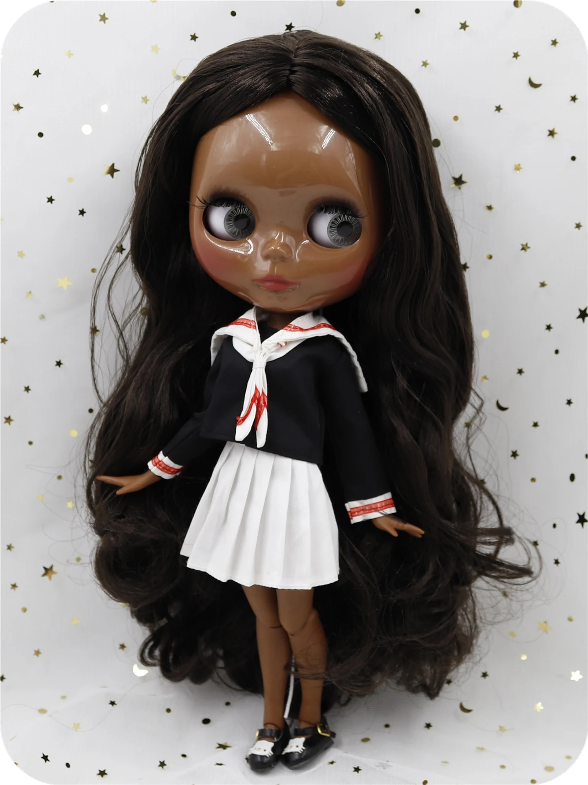 Candy – Premium Custom Neo Blythe Doll with Brown Hair, Black Skin & Shiny Cute Face 2