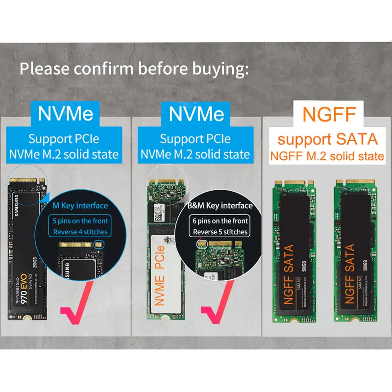 PCIE M.2 NVME GEN2 10Gbps SATA NGFF 6Gbps Case USB SSD Enclosure Type C USB 3.1 SSD Case NVME Hard Disk Enclosure HDD