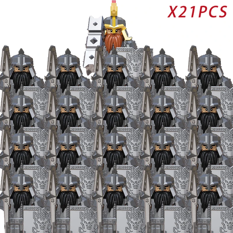 Medieval Fantasy Dwarf Warrior Leader Building Blocks Set