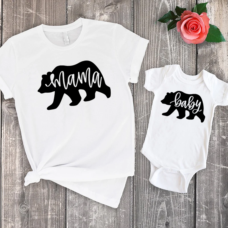 

mama bear mommy and daughter matching clothes family summer 2020 tshirt baby cute big sister little sister matching outfits