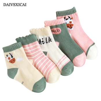 

Daivsxicai Winter Socks Baby Stripe Warm Cotton Socks For Children Comfortable Breathable Kids Tube Socks 5pairs/lot