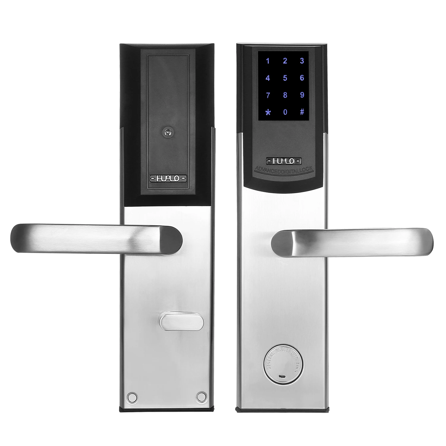 Умный дверной замок безопасности три способа разблокировки 384 M1 RF карты 10 групп паролей аварийные механические ключи комбинированные замки - Цвет: Right Handle Inside