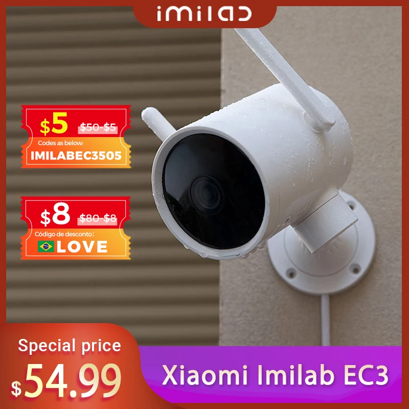 Xiaomi Imilab EC3 Smart Camera PTZ Global Version Outdoor Waterproof IP66 HD 1080P Infrared Night Vision CCTV WIFI Mijia APP