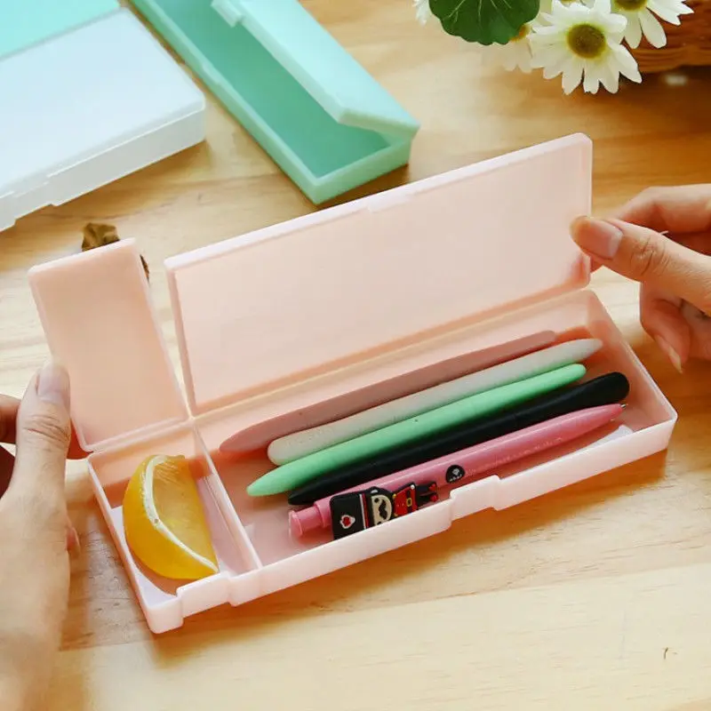 Pencil Cases Stationery Box Frosted Translucent Hard Plastic Kids