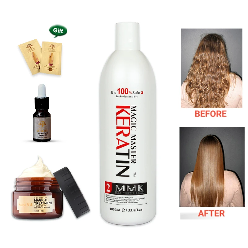 MMK Keratin Hair Treatment Straightening Magic Master Keratin 1000ml Without Formalin for Frizzy Hair Mask Free Argan Hair Oil