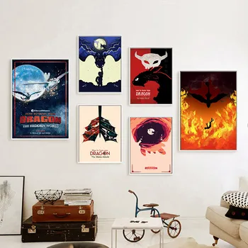 

How To Train Your Dragon Movie Nursery Kids Room Nordic Art Decor posters wall art living Cartoon canvas painting