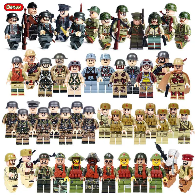 

Oenux New World War 2 Mini Soldiers Figures Legoinglys Military Building Block WW2 US Soviet Army Brick MOC Toy For Children