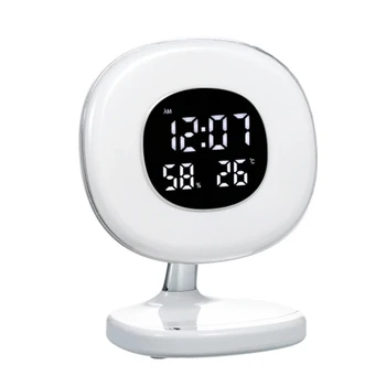

Led Wake Up Light Alarm Clock Table Lamp with 5 Light Modes Sunrise Simulation Snooze Function for Kids Heavy Sleepers Temperatu