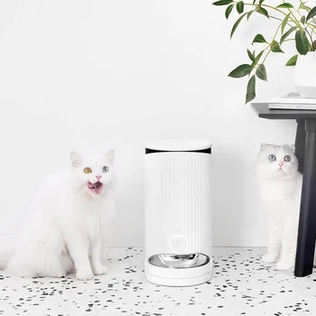 

4L Pet Feeder Wifi Remote Control Fashion Smart Automatic Pet Feeder Dogs Cat Food Rechargable with Video Monitor