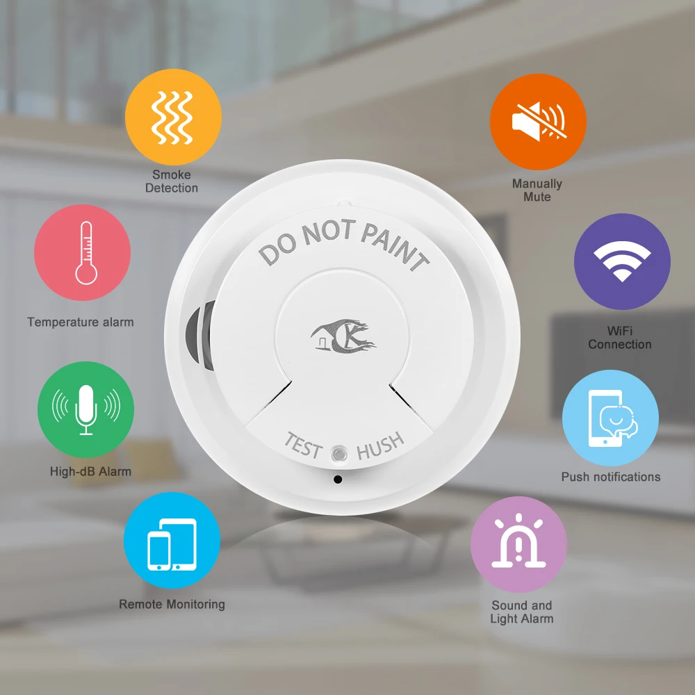 

Wifi Smoke Detector Smart Fire Alarm Sensor Wireless Security System Smart Life Tuya APP Control Smart Home