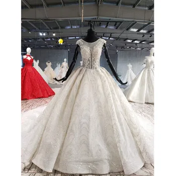 شراءBGW HT41315 فستان زفاف فاخر بوهو الوهم O الرقبة أكمام زر العودة يزين العروس ثوب زفاف جديد رداء دي ماريج