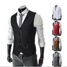 Chun zhuang kuan Мужской приталенный жилет для делового костюма с металлической цепочкой Повседневный жилет костюм жилет 8671