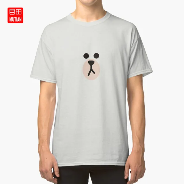 T shirt Line Brown Beruang Lucu Korea 