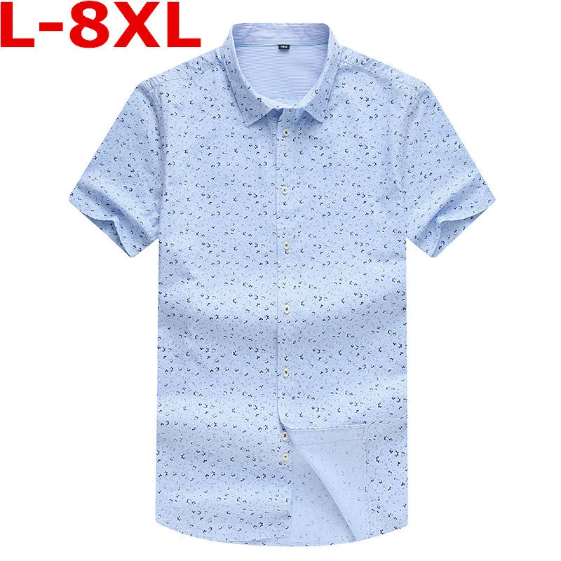 Plus size 8XL 7XL 6XL Summer Men Shirt High Quality Short Sleeve Fashion Floral Printing Man Shirts Brand Male Dress | Мужская одежда