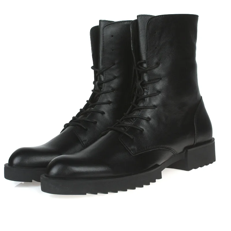 

Ankle Men Boots High Top Cowhide Round Toe Black Brown Work Shoes Cowhide Comfortable