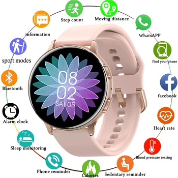 

Smart Watch Men Women Round HD Screen Bluetooth Call Sports Blood Pressure Fitness Tracker Waterproof Smartwatch for IOS Android