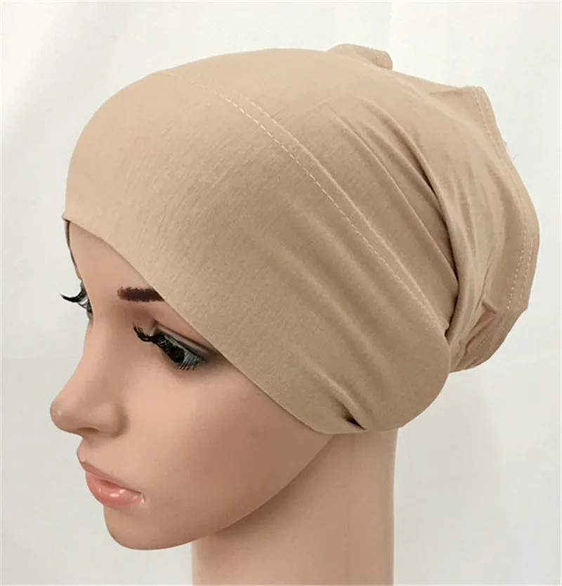 

2019 soft modal inner Hijab Caps Muslim stretch Turban cap Islamic Underscarf Bonnet hat female headband tube cap turbante mujer