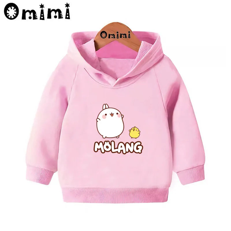 Детские толстовки с героями мультфильмов Molang and Piupiu; детские толстовки с капюшоном; крутой пуловер для малышей; топы для девочек и мальчиков; осенняя одежда; KMT5217