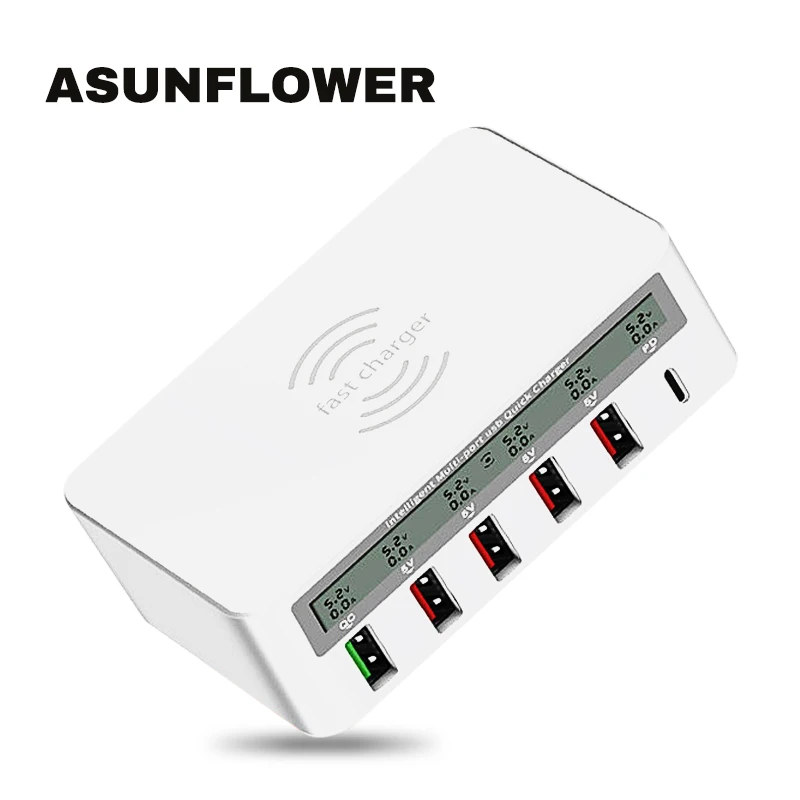 

Asunflower Qc 3.0 PD Wireless 3 IN 1 Multi Function Charger For MacBook ios Android Phone 50W USB Charging Station Fast Charger