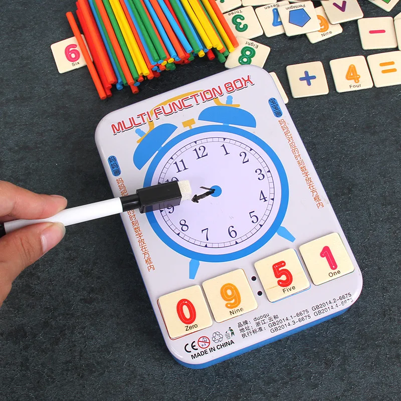 

Children Arithmetic Teaching Aids Multi-functional Iron Box Counting Sticks Toy