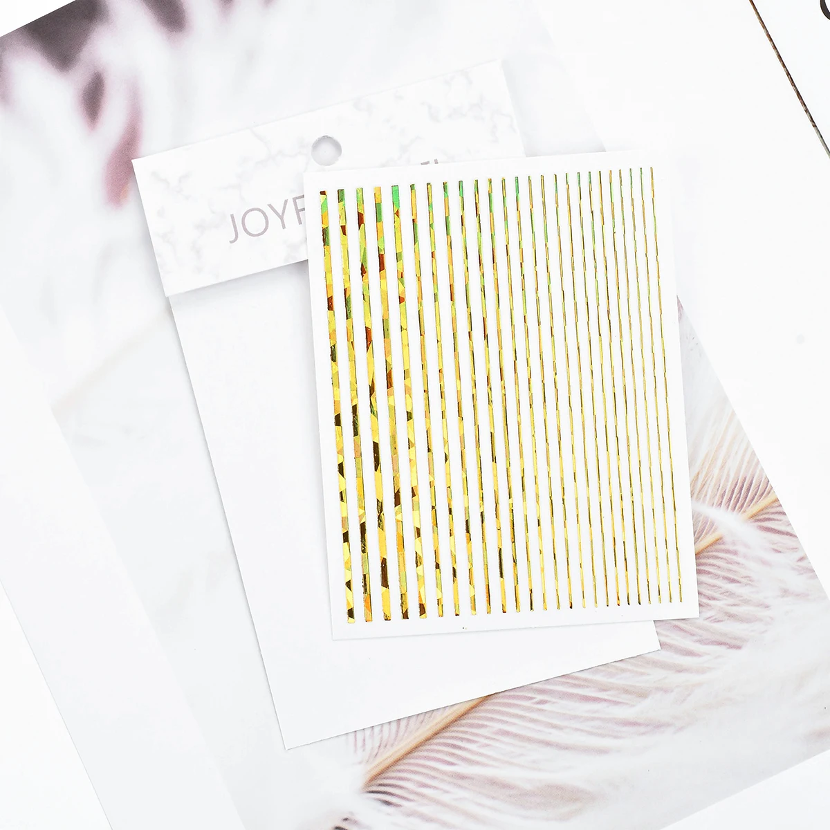 

1 Piece Golden Silver Color 3D Nail Sticker Curve Stripe Lines Nails Stickers Adhesive Blink Striping Tape Nail Art Stickers