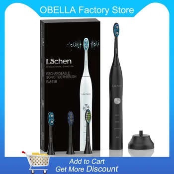 

Lachen RM-T5B Electric Toothbrush Sonic Toothbrush with 4 brush heads and timer 3 modes USB charging 60 days battery life IPX7