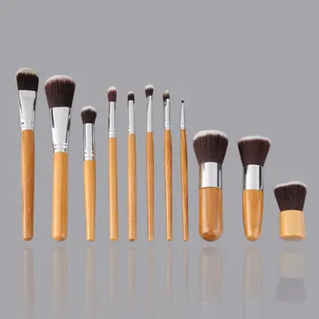 

HOT MakeUp Professional 11 Pcs Makeup Brush Set with A Cloth Bag Comestic Eyeshadow Foundation Brushes Handle Bamboo