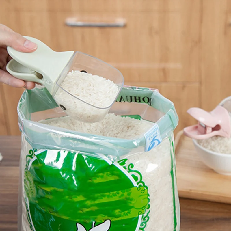 1 шт. многофункциональная рисовая мерная чашка Кухонные гаджеты крупы рисовые мешки уплотнительная клипса водная ложка форма утки пластиковая рисовая Лопата
