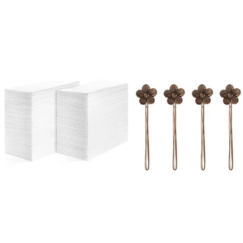 

200x Linen Feel Guest Towels Disposable Cloth Like Paper White & 4 Pieces Flower Curtain Drapery Holdback Window Curtain