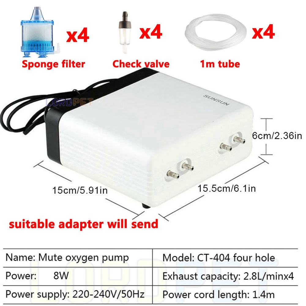 Sunsun Air Pump Aerator Adjustable Oxygen Pump Ultra Silent Air Compressor Single Double Four Outlet 220v For Fish Tank