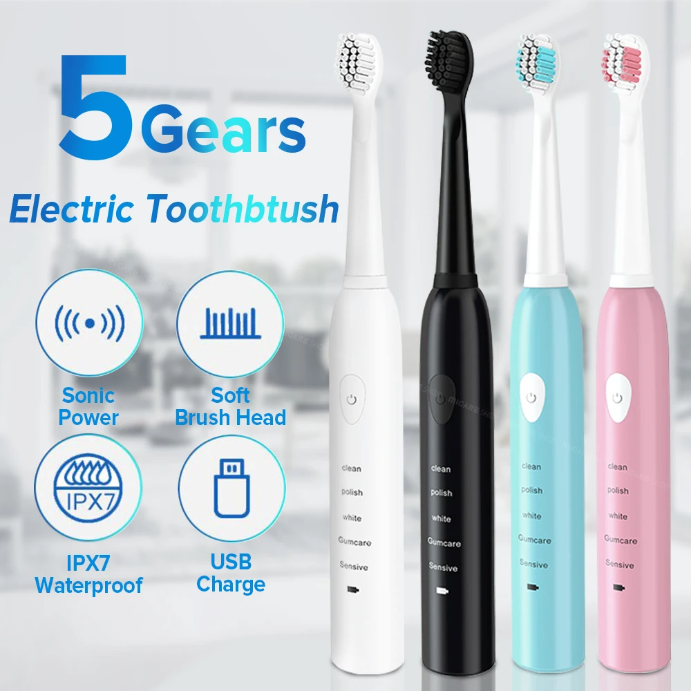 Powerful Ultrasonic Sonic Electric Toothbrush USB Rechargeable Tooth Brush Adult Electronic Washable Whitening Teeth Brush Powerful Ultrasonic Sonic Electric Toothbrush USB Rechargeable Tooth Brush Adult Electronic Washable Whitening Teeth Brush