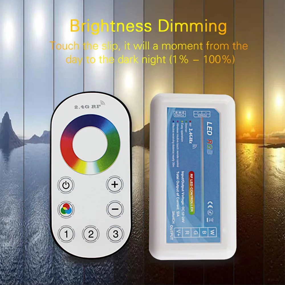 

Touch Panel RGB LED Sync Group Controller Dimmer DC 12V 24V 12A Wireless 2.4G RF Remote Controller for RGB LED Strip Lights