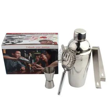 

Stainless Steel Cocktail Set Bar Bartending Tool 5 Piece Set Cocktail Shaker Set For Bar Tool For Bartender