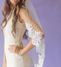 

Bridal Short Wedding Elbow Length Veil SEQUINED LACE VEIL