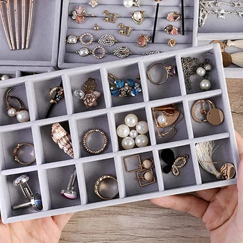 

4pcs Flannel Jewelry Storage Box Stackable Exquisite Practical Jewelry Detachable Storage Box Display Storage Box Gift Box New