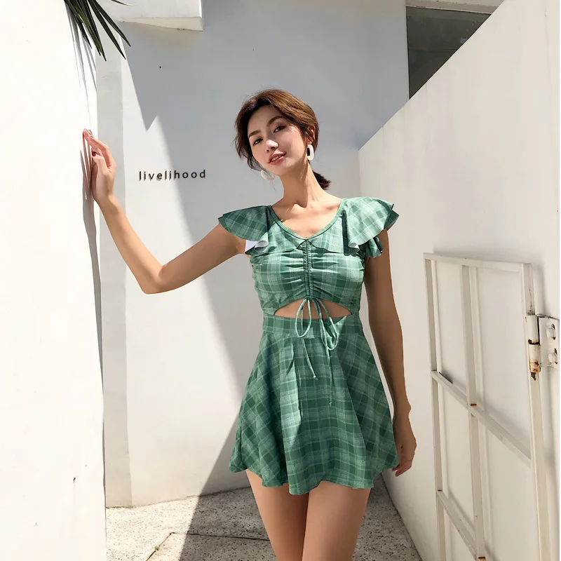 

South Korea Two-piece Swimsuits Women's Belly Covering Slimming 2020 New Style Immortal xing gan qun-Bubble Hot Spring Conservat