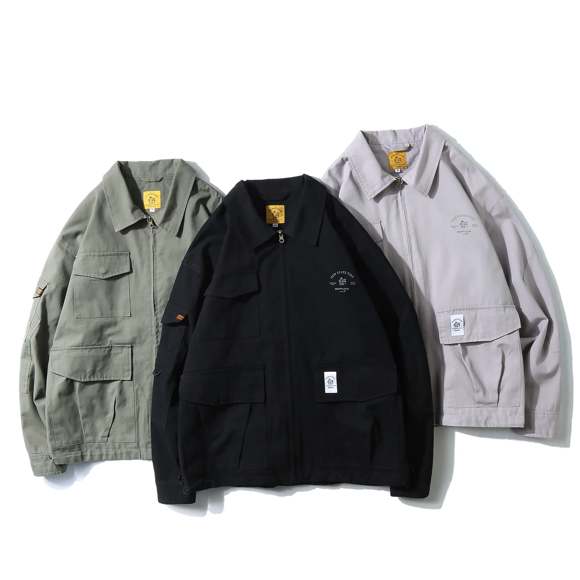 

Wu Airlines 2020 Spring New Style Workwear Fold-down Collar Versatile Coat Men's INS Fashion Japanese-style Retro Casual Loose-F
