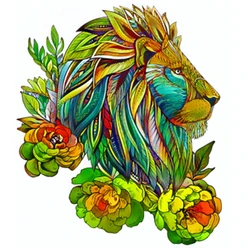 Novo arco íris artesanato de madeira jigsaw flor leão 100 200 300 peças em forma de quebra cabeças brinquedo de madeira original para o menino da menina crianças presente natal
